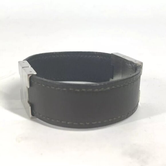 HERMES Lurie H logo Accessories Bracelet Leather Black/SilverHardware - Picture 3 of 10